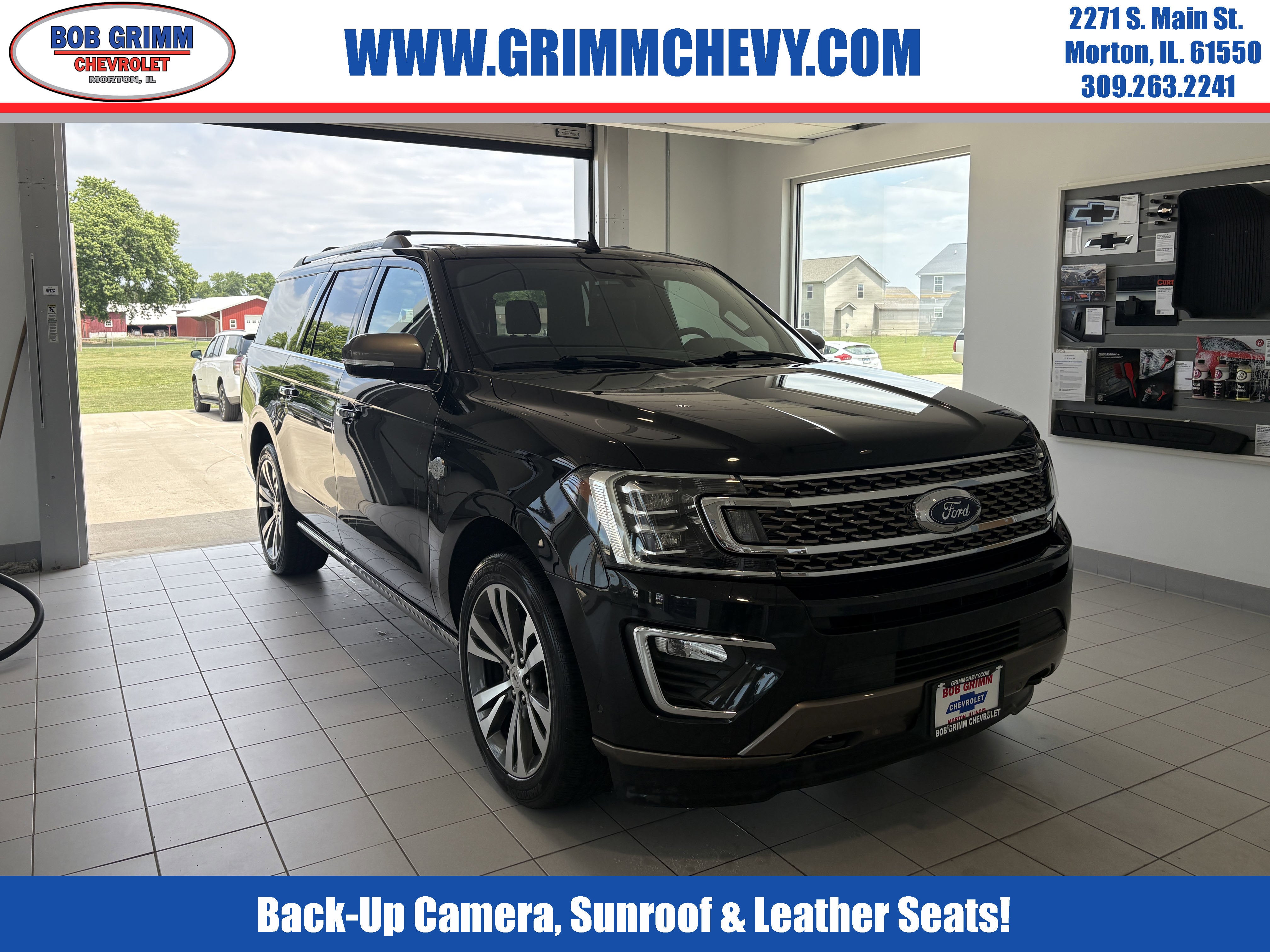 2020 Ford Expedition King Ranch MAX in Black — front three-quarter view