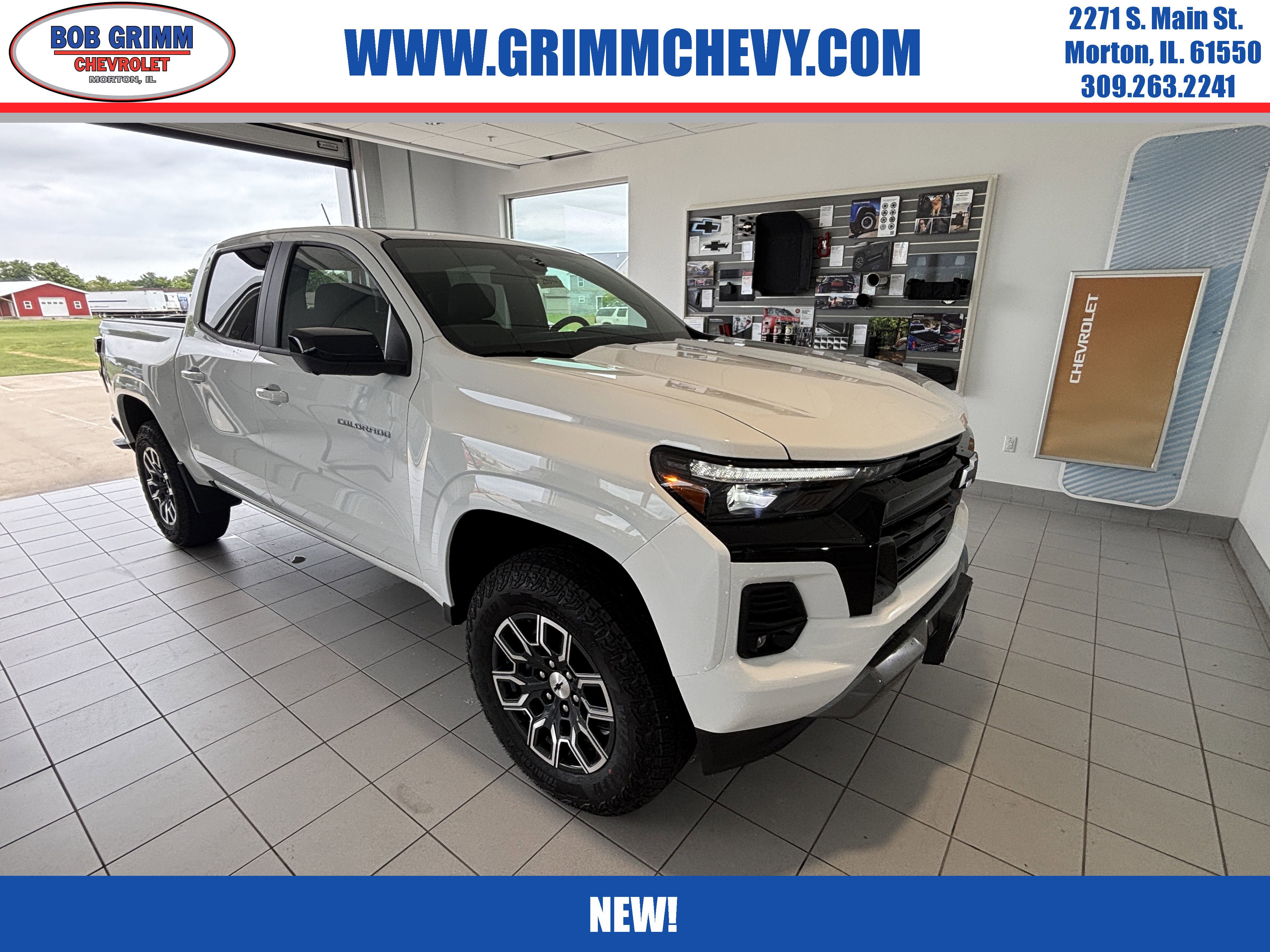 2026 Chevrolet Colorado Z71 in Summit White — front three-quarter view