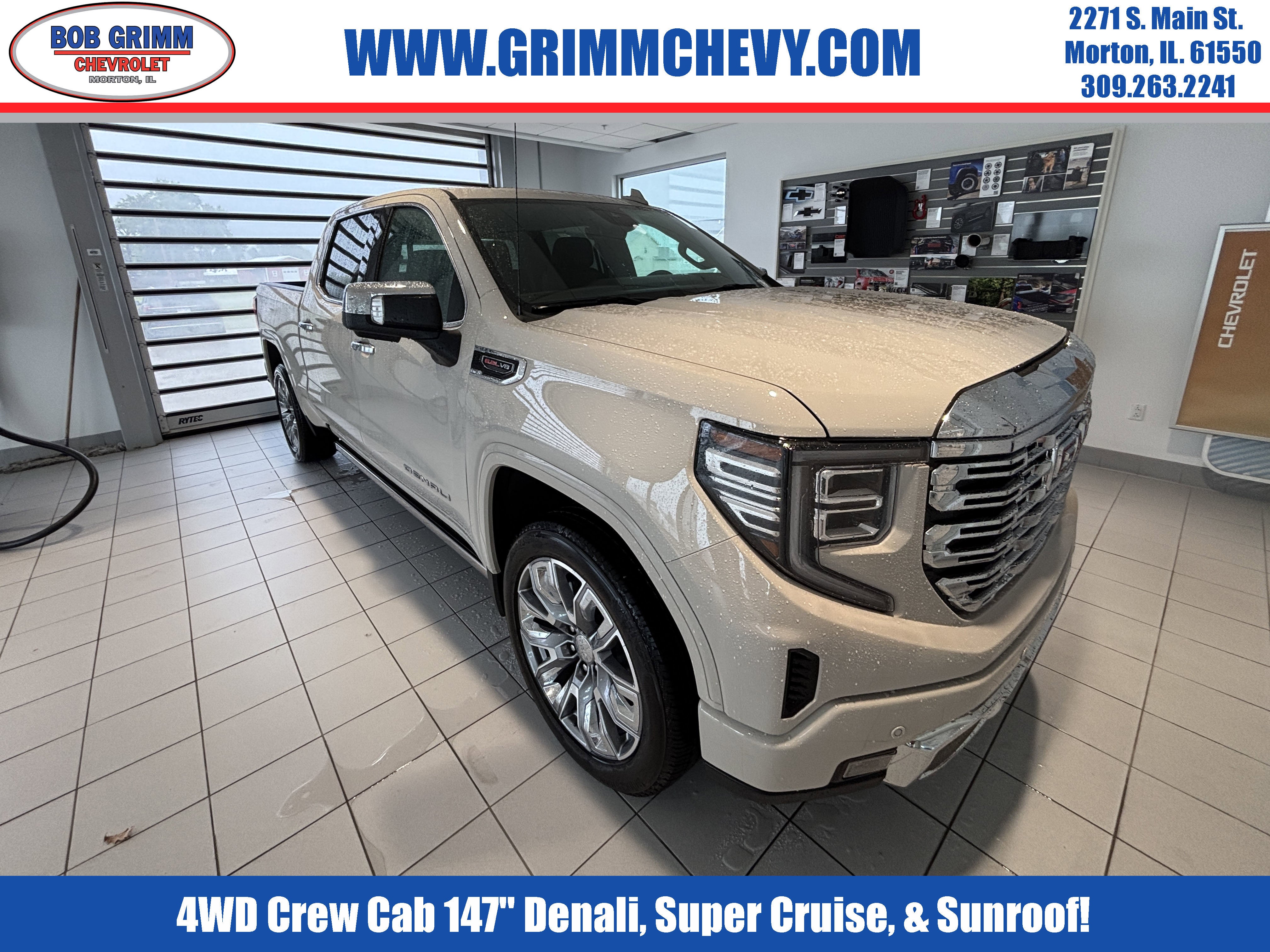 2026 GMC Sierra 1500 Denali in Coastal Dune — front three-quarter view