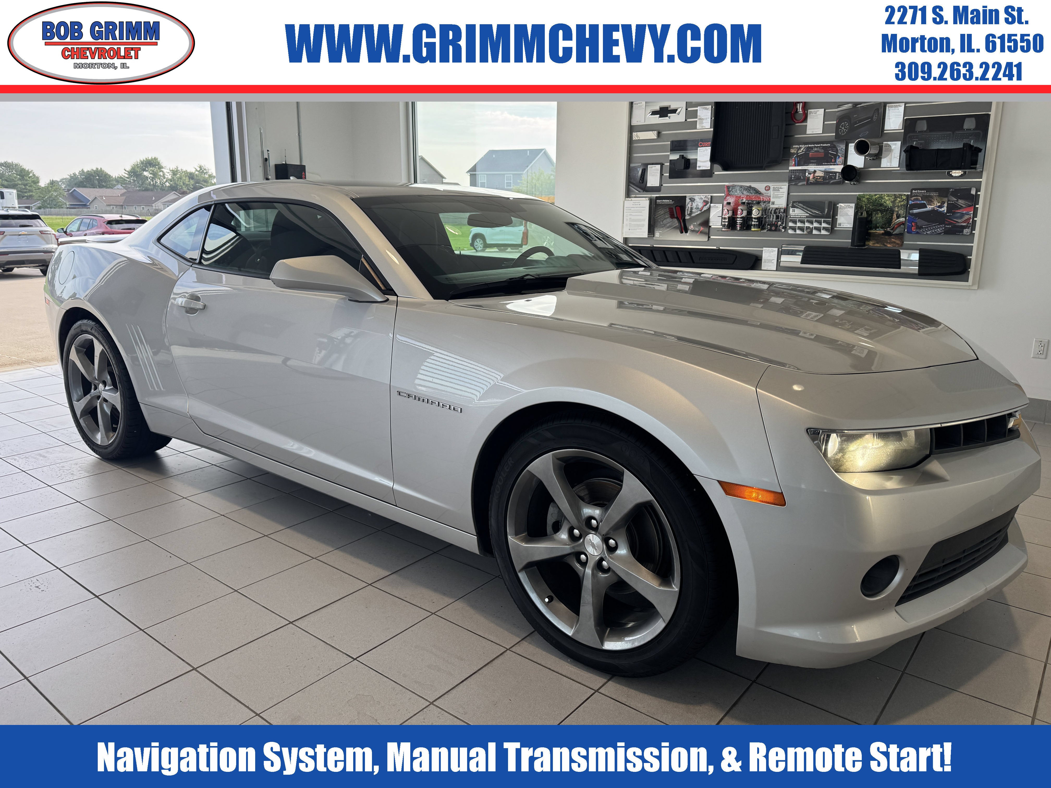 2014 Chevrolet Camaro LT in Silver Ice Metallic — front three-quarter view