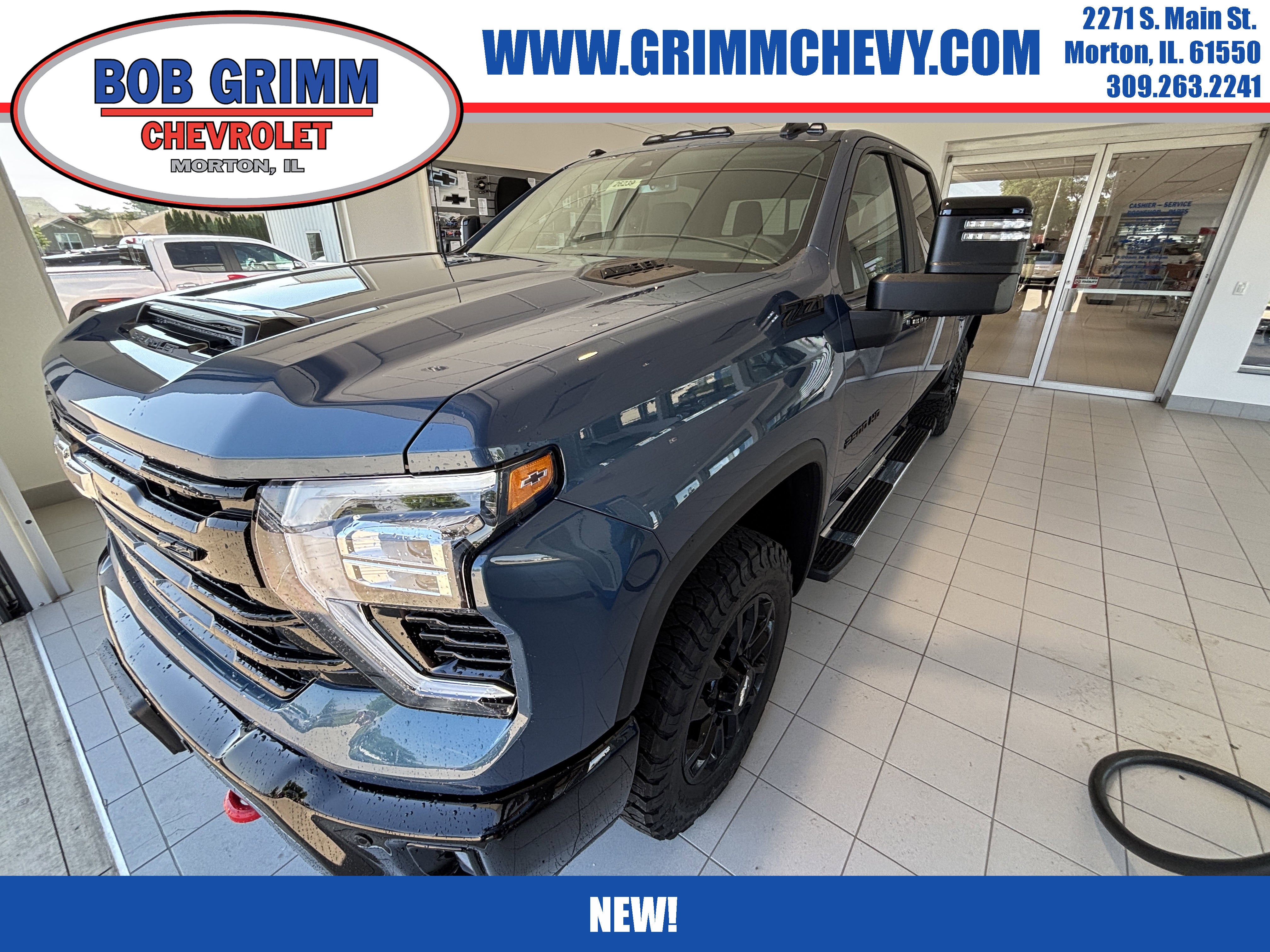 2026 Chevrolet Silverado 2500 HD LT in Lakeshore Blue Metallic — front three-quarter view