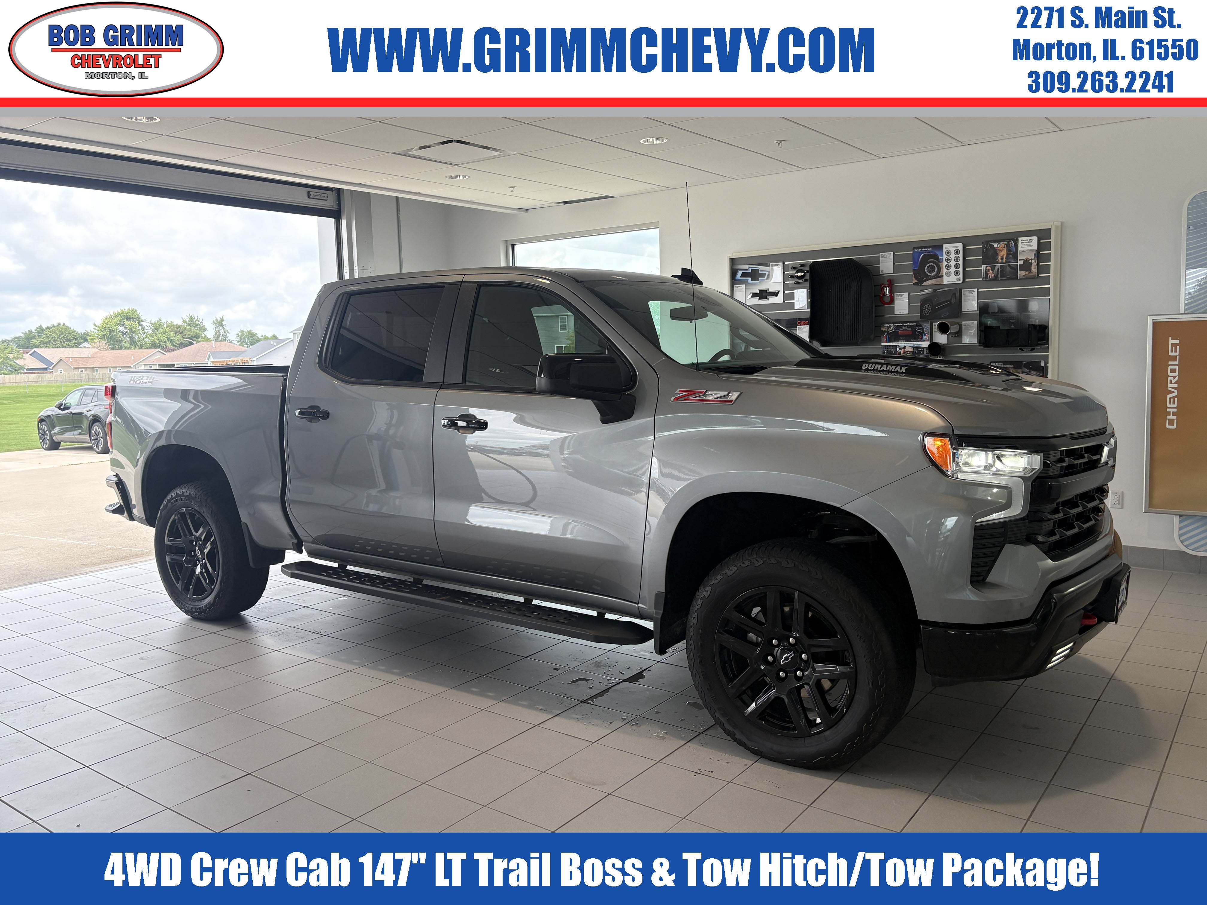 2025 Chevrolet Silverado 1500 LT Trail Boss in Sterling Gray Metallic — front three-quarter view