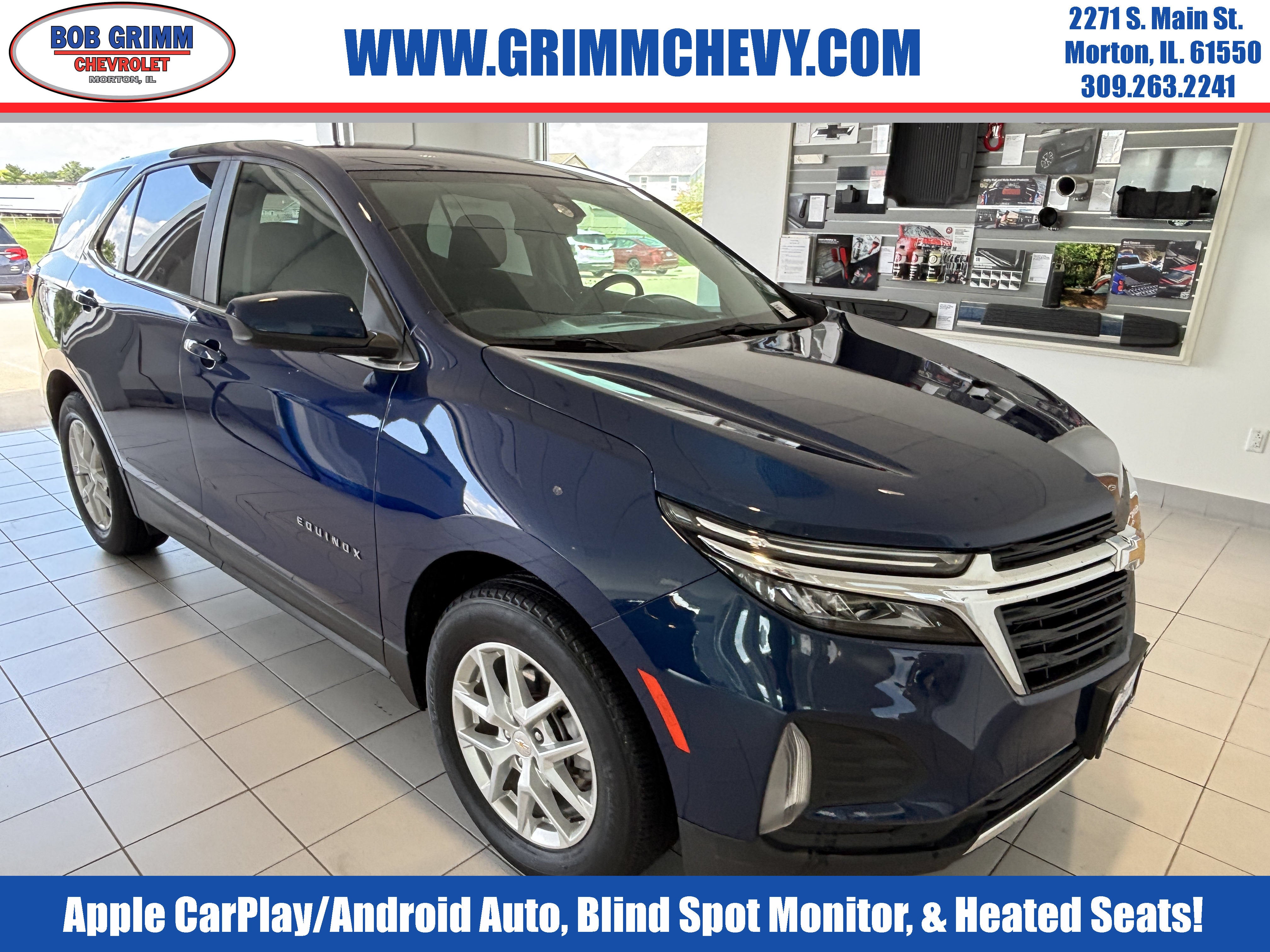 2023 Chevrolet Equinox LT in Blue Glow Metallic — front three-quarter view