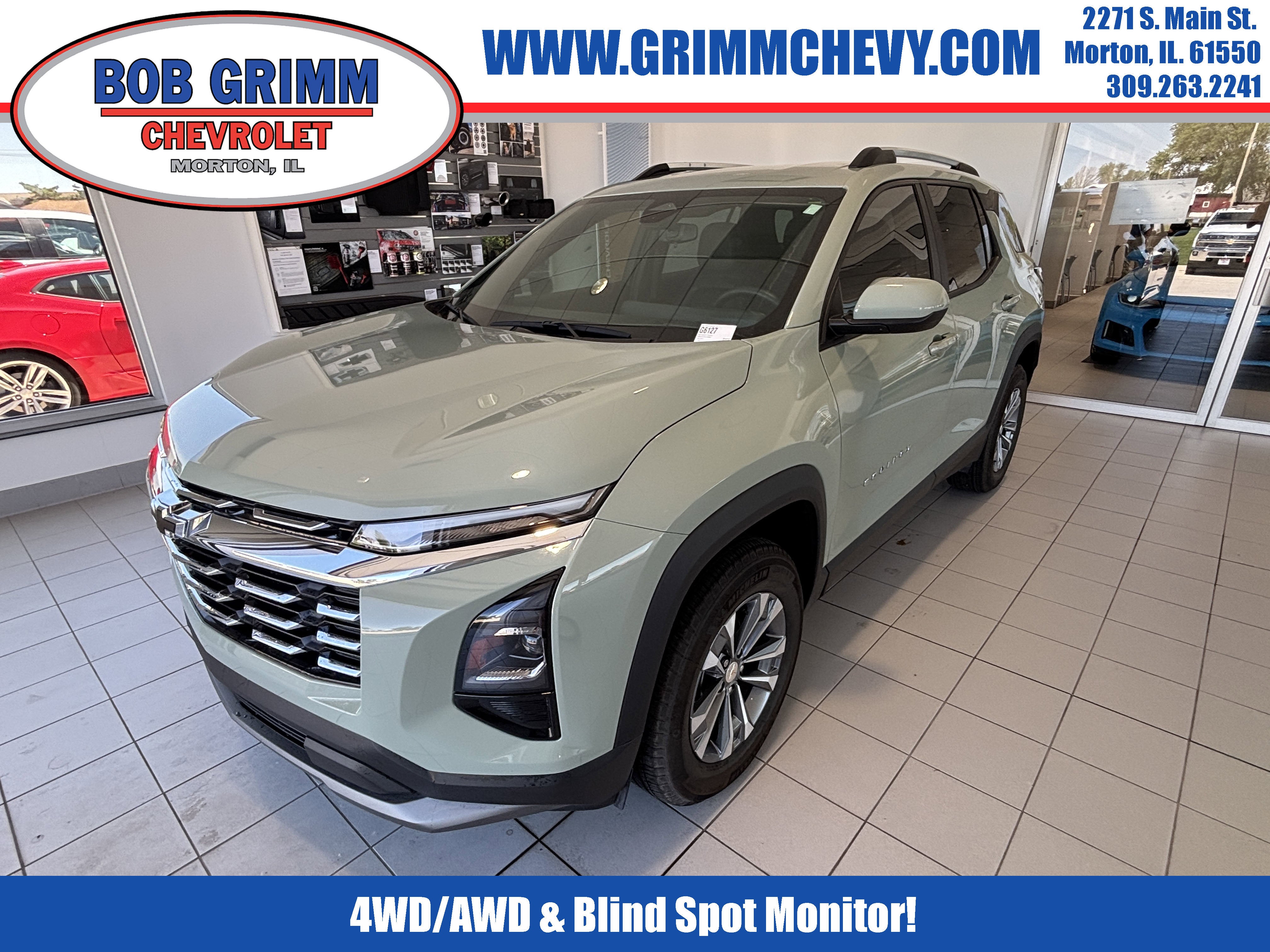 2025 Chevrolet Equinox LT in Cacti Green — front three-quarter view