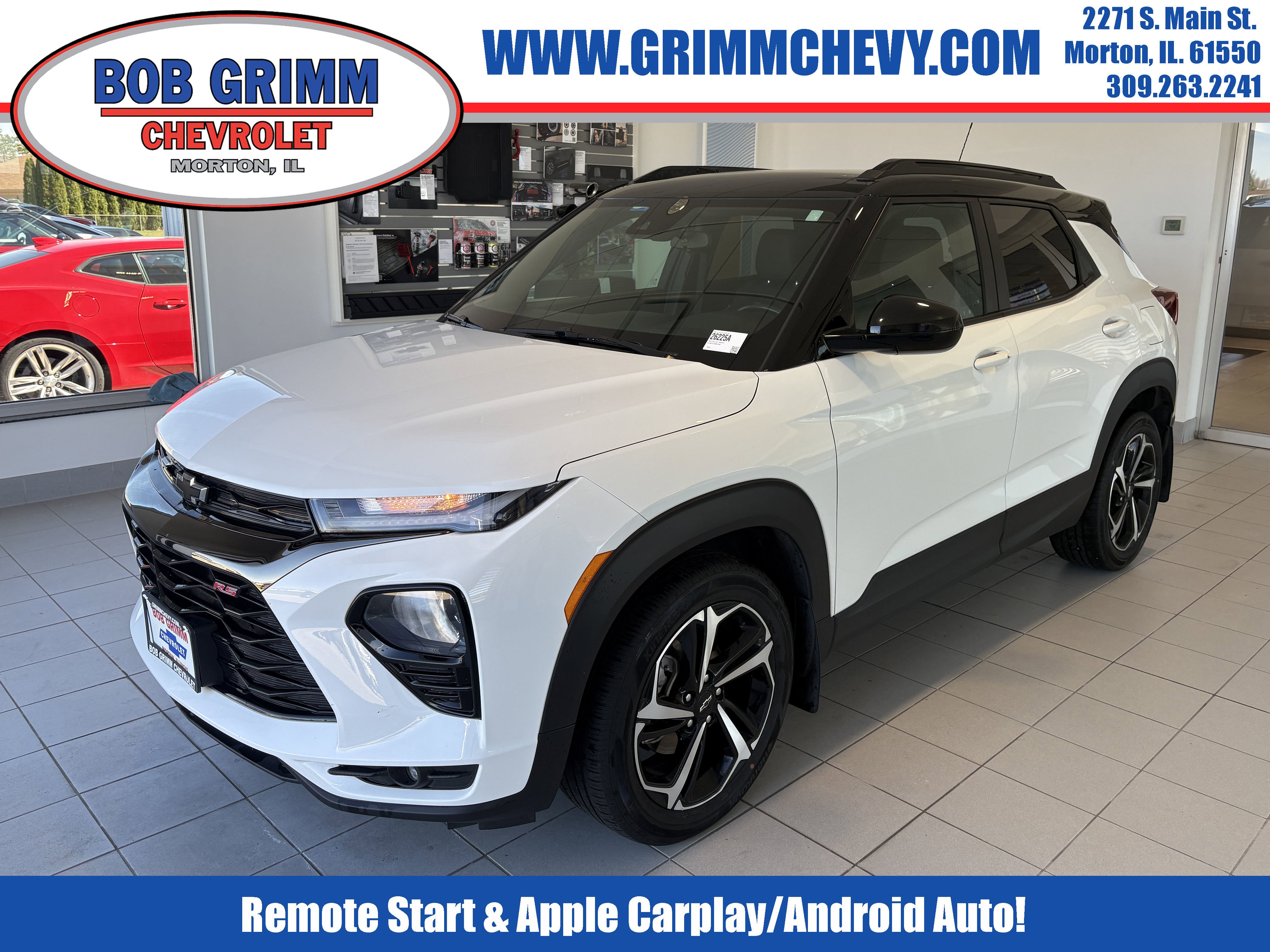 2022 Chevrolet Trailblazer RS in Summit White — front three-quarter view