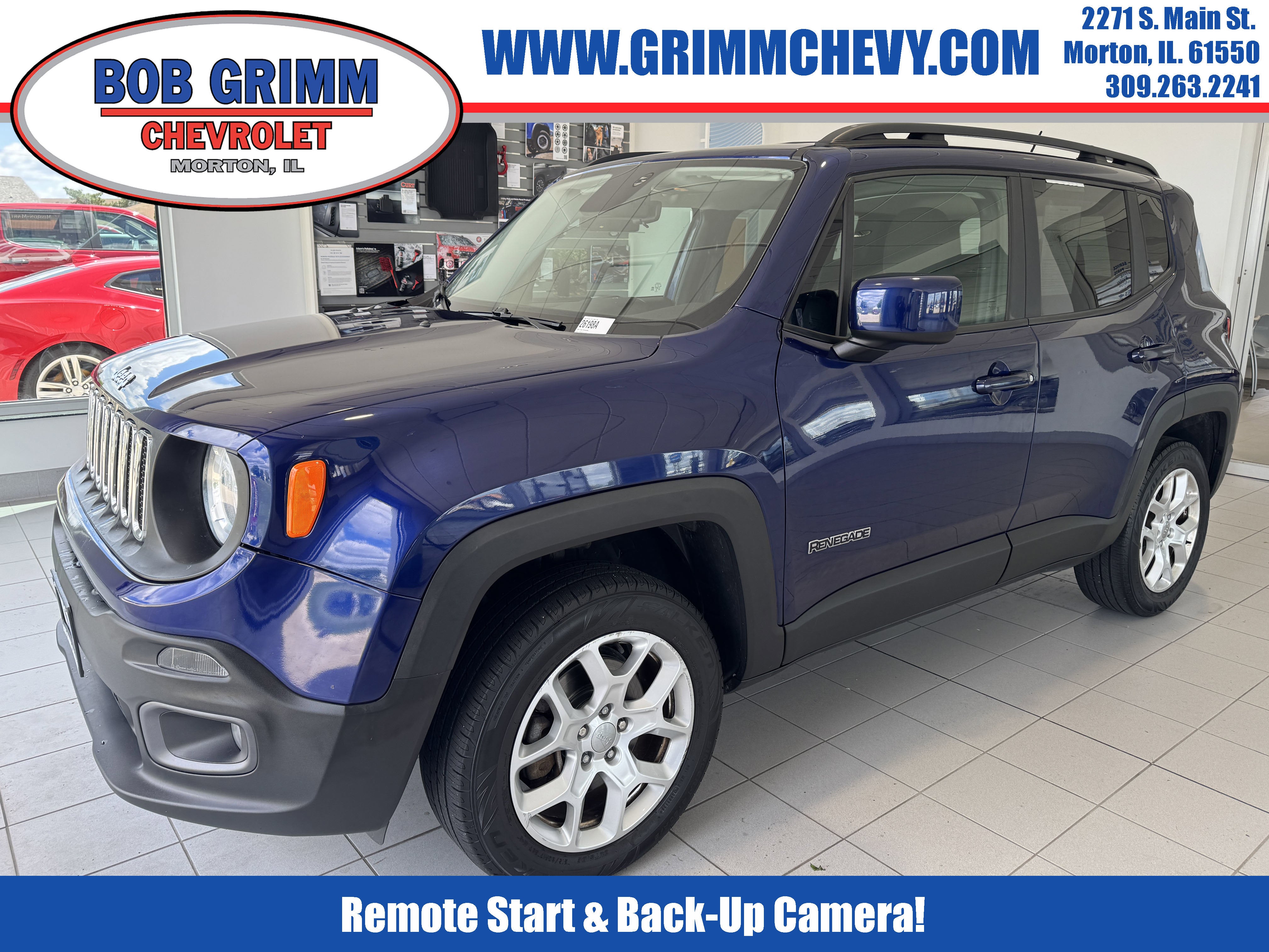 2017 Jeep Renegade Latitude 4x4 in Blue — front three-quarter view